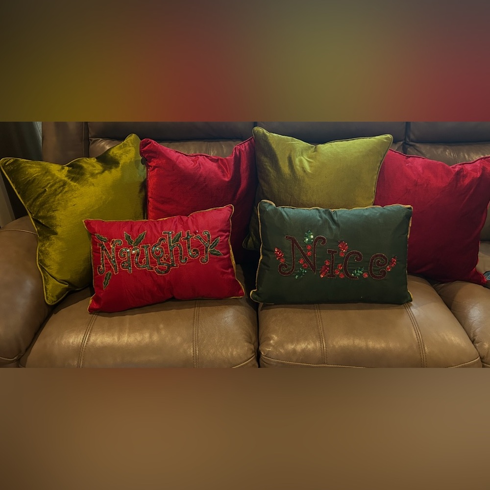 Festive Naughty and Nice Holiday Pillow Set